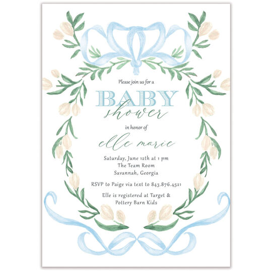 Bow Crest Baby Shower Invitations